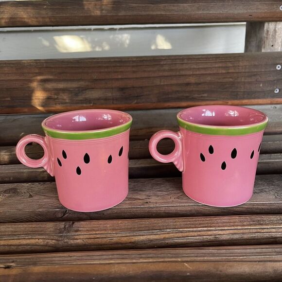Fiesta Watermelon by Homer Laughlin Set of 4 Mugs 10-oz Round Handle USA Retired - Picture 11 of 14